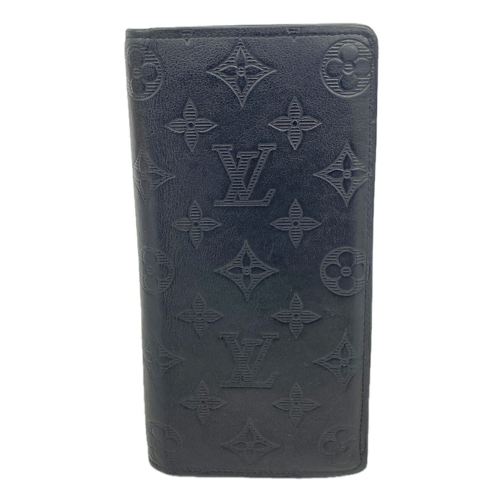 Louis Vuitton Monogram Shadow Portefeuille Brazza Long Wallet M62900 Black Men's